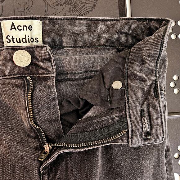 Acne Studios Black Denim Jeans Skinny Ankle | Women's 25 | REPAIRED BELT LOOPS - Picture 4 of 16